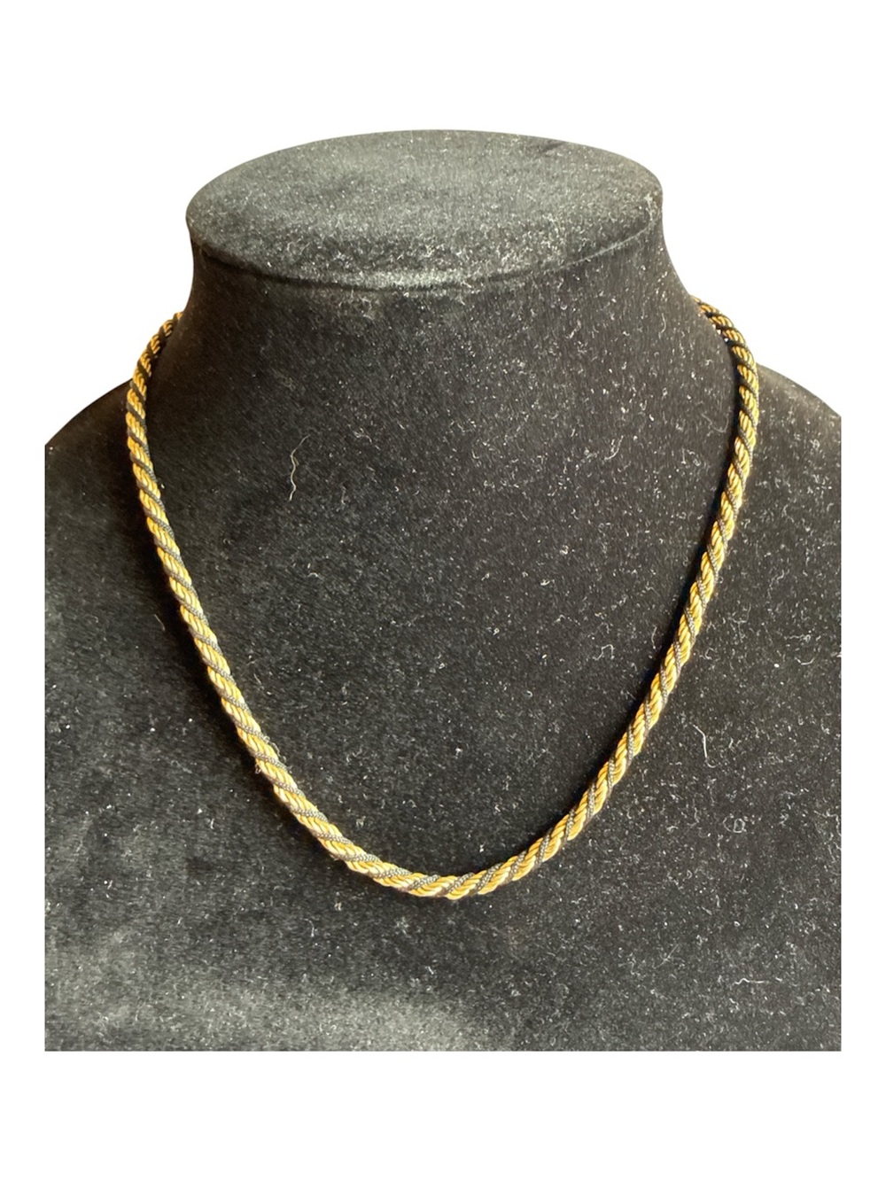 Vintage Trifari black and gold tone Twisted Rope Necklace - Women Jewelry